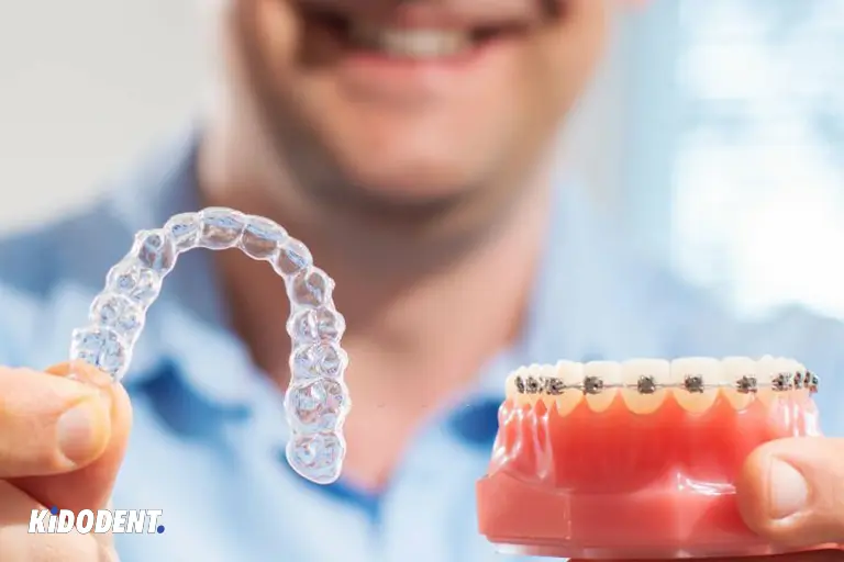 Traditional braces and Invisalign aligners